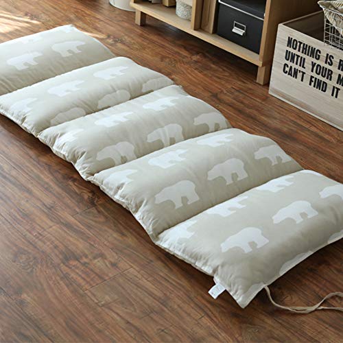 Nileco Copertura del Letto del Cuscino da Pavimento del Bambino, Pieghevole Tatami Tappetino, Portatile Nap Materasso Home Floor Ufficio Single Anti-Slip Materasso Futon-Beige 61x167cm(24x65inch)