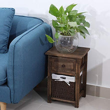 Dsrgwe Comodini Set di 2 Shabby Chic Wooden Wooden Night Stand Storage unità Armadi con Cassetti E Cestino Brown