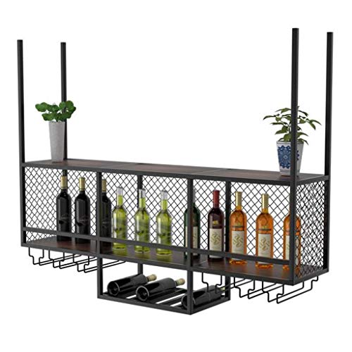 Supporto per calici appesi Porta Bottiglie soffitto con griglia l Portabottiglie vino metallo l Sospensione Porta bicchiere vino porta calici Scaffale Vino Organizzatore stoccaggio, per Cucina / Bar