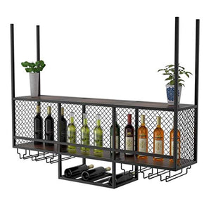 Supporto per calici appesi Porta Bottiglie soffitto con griglia l Portabottiglie vino metallo l Sospensione Porta bicchiere vino porta calici Scaffale Vino Organizzatore stoccaggio, per Cucina / Bar
