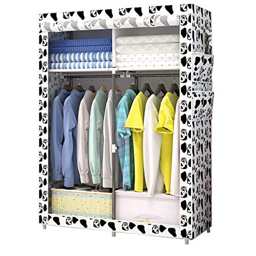Organizzatore Canvas Armadio Lo Stoccaggio Vestiti Appesi Scaffalature Metalliche Affitto Casa Bold Camera Portatile Camera 105X45X170CM MUMUJIN (Color : White)