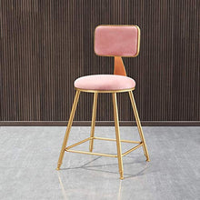 LWW Sgabelli, Bar Sgabelli Chair On-Trend Kitchen And Breakfast Sgabello con Schienale Tessuto in Velluto Rosa Europea Moderna,65 cm,65 cm