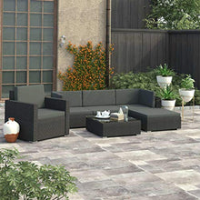 vidaXL Set Divani da Giardino 6 pz con Cuscini Foderati Lavabili Modulare Leggero Elegante Arredi da Esterno in Polyrattan Nero Telaio in Acciaio