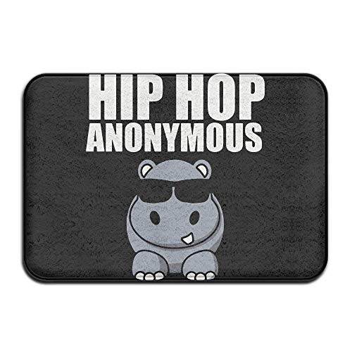 Wdskbg Hip Hop Funny Hippo Non-Slip Indoor/Outdoor Door Mat rug for Health And Wellness Offices Bathroom zerbino 23.6