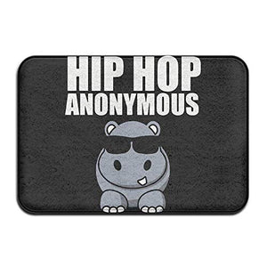 Wdskbg Hip Hop Funny Hippo Non-Slip Indoor/Outdoor Door Mat rug for Health And Wellness Offices Bathroom zerbino 23.6"x 15.7"