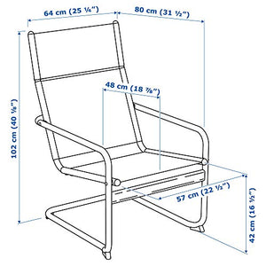 IKEA HUSARÖ poltrona, esterno 64x80x102 cm grigio scuro