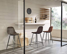 Stones Roxy Set di 2 Sgabelli, finta pelle/ Metallo, Marrone/ Nero, 42x52x93 cm