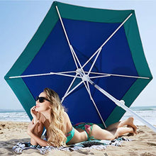 BAKAJI Ombrellone da Mare Spiaggia Giardino con Palo in Acciaio Reclinabile Rivestimento in Tessuto Anti UV Diametro 210 cm con Tracolla Custodia (Turchese)
