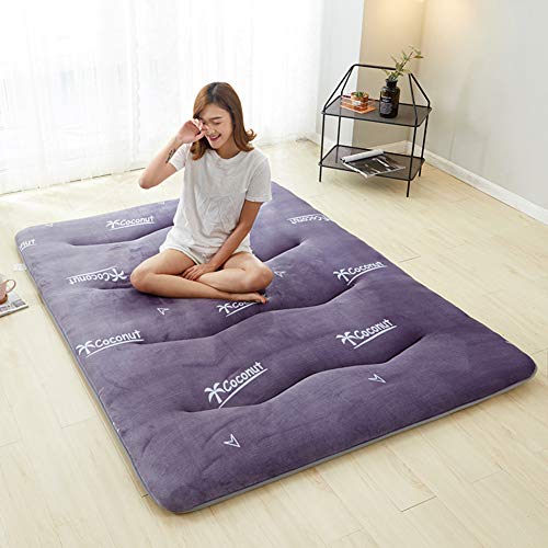 Pavimento Materassi Letto Futon,Spesso Tatami Materasso Da Terra Pieghevole Dormire Pad Traspirante Anti-scivolare Mat Rotolo-fino Materasso Letto Per Soggiorno Camera Viola 180x200cm(71x79inch)