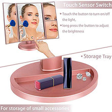 Specchio Per Trucco Vanità Illuminato Triplo Con Ingrandimento 3X / 2X / 1X,21 Luci A LED E Specchio Dimmerabile Touch Screen, Due Modalità Di Alimentazione, Specchio Cosmetico Da Viaggio (oro Rosa)