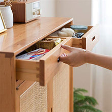 LULUVicky in Piedi Bagagli Petto Legno di Servizio di archiviazione Mobile con Ante a Buffet Credenza Ingresso Console Cassetto Bassa Credenza (Color : Wood, Size : 90x35x115cm)