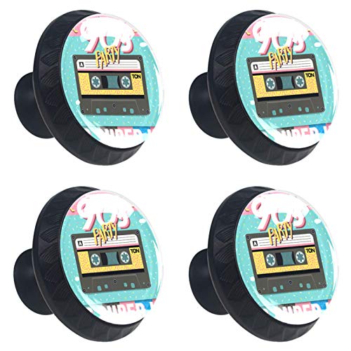 Set di 4 maniglie rotonde per armadio da cucina, credenza, cassettiera, cassettiera, con viti, per cucina, comò, armadietto, bagno, armadio anni '90, nastro musicale colorato