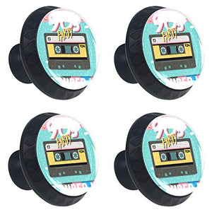 Set di 4 maniglie rotonde per armadio da cucina, credenza, cassettiera, cassettiera, con viti, per cucina, comò, armadietto, bagno, armadio anni '90, nastro musicale colorato