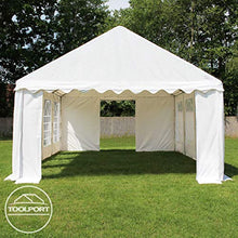 TOOLPORT Tendone per Feste 4x6 m PVC Grigio-Bianco 100% Impermeabile Gazebo da Giardino Tendone da Esterno Tenda Party