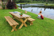 AVANTI TRENDSTORE - Retro - Set da Giardino, Composto da 1 Tavolo e 2 panche in Legno di Pino Massiccio giá trattato in Autoclave. Dimensioni Tavolo Lap 177x70x75 cm, panche Lap 177x44x37 cm