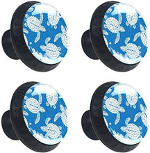 Tartarughe Di Mare Bianco Blu Pomelli per Porta Set di 4 Pomelli per Mobili Manopole per Cassetti Cucina Armadio Vetro