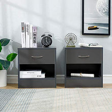 Sarah Comodino con cassetto e vano a Giorno, Camera da Letto, Cameretta Ragazzi, Comodino in Stile Shabby Chic Bianco con Due cassetti e Un ripiano, Bellissimo Comodino（ Nero）