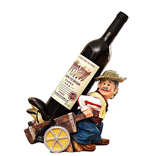 LKH Grazioso portabottiglie rustico portabottiglie da tavolo, supporto per vino, pittura completa, per casa e bar e display artistico da tavolo – A o B B