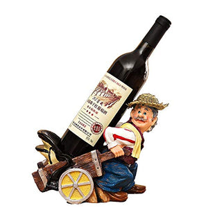 LKH Grazioso portabottiglie rustico portabottiglie da tavolo, supporto per vino, pittura completa, per casa e bar e display artistico da tavolo – A o B B