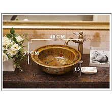 lilili Lavabo da Appoggio Lavandino Lavabo da Appoggio in Ceramica in Stile Europeo,lavabo da Appoggio 48x37x13cm (Color : There Are Accessories)