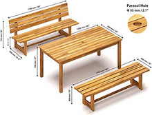 INTERBUILD REAL WOOD Peninsula Set di mobili da Giardino per Esterno in 3 Pezzi, Teak Dorato (1 Tavolo + 1 Panca con Schienale + 1 Panca Senza Schienale)
