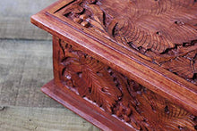 Grande Carved pattern di legno Treasure Chest Trinket