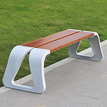 Panca per il tempo libero da esterno, gambe della sedia in fusione di alluminio e panca in legno massello a griglia ananas, sedile per il riposo pubblico all'aperto, può ospitare 2-3 persone