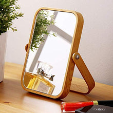 Specchio per Il Trucco da Tavolo, Specchio da Trucco in Legno massello Specchio cosmetico Portatile Specchio da Barba Pieghevole HD, 19,3x16,3 cm