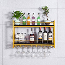 Portabottiglie in Ferro A Parete, Portabicchieri da Vino, Portaoggetti in Legno, Espositore A Doppio Strato, Porta Condimento da Cucina
