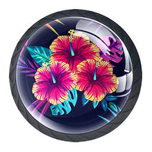 Set di 4 maniglie rotonde per armadio da cucina, credenza, cassettiera, cassettiera, con viti, per cucina, comò, armadietto, bagno, armadio, fiori tropicali viola floreale