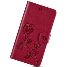 Robinsoni Cover Compatibile con Huawei P20 Lite Case Scintillare Glitters Lucido Portafoglio Libro Custodia Retro 3D Rosa Stampato Pelle PU Libretto Cover Foglio Flip Magnetica Fiore Caso, Rosso