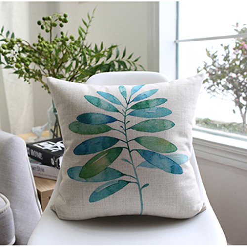MEILING Piante Fiori freschi d'inchiostro Foglie Cuscini del Divano Cuscini di Cotone Semplice e Lino Cuscino Decorativo (Colore : 45cm-Without Core)