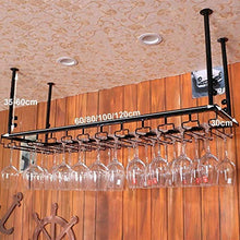 DYB Scaffali in Ferro Appeso a mensola per Bicchieri da Vino a soffitto per Bar, portabicchieri a Sospensione per Vino (Colore: Nero, Dimensioni: 30 * 120 cm)