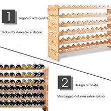 COSTWAY Portabottiglie per Vino in Legno Scaffale per 72 Bottiglie di Vino, 119 x 29 x 71,5 cm