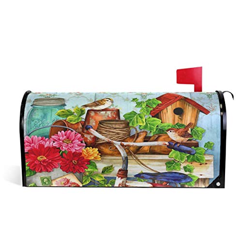 Giardino Capannone Uccello Fiore Vintage Primavera Estate Pittura Casella Postale Coperture Magnetiche Giardino Cantiere Decorazione Casa Dimensioni Standard 53,3 cm x 45,7 cm