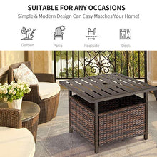 giordano shop Tavolino da Giardino 55,5x55,5x46 cm in Rattan e Acciaio Marrone