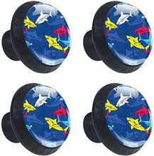 Modello di squali rossi gialli blu navy blu Pomelli per Porta Set di 4 Pomelli per Mobili Manopole per Cassetti Cucina Armadio Vetro