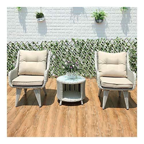 HLZY Tavolo in Vimini in Rattan mobili in Patio e Set Sedia, Tavolo da Giardino e sedie da Giardino del Patio a Colori del tè e sedie del Patio Conservatorio del caffè da caffè da Esterno