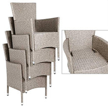Deuba Set salottino da Giardino in polirattan 4 sedie impilabili 1 Tavolo Cuscini 7cm Spessore mobili Giardino Esterno