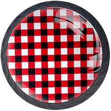 Modello quadrato plaid bianco nero rosso Pomelli per Porta Set di 4 Pomelli per Mobili Manopole per Cassetti Cucina Armadio Vetro