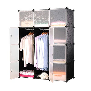 MCTECH Sistema di Scaffali Armadi Armadio Scaffale DIY per Indumenti, Scarpe, Giocattoli e Libri (12 cubo, Nero)
