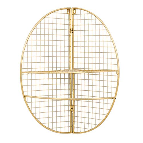 Semplicità Elegante Scaffale a Muro Scaffalature Sospese Scaffali in Ferro Portaoggetti D'Arte Libreria Libreria Pendente per Bagno, 2 Colori, HJJ, Oro, 34x34x61cm