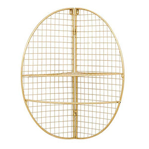 Semplicità Elegante Scaffale a Muro Scaffalature Sospese Scaffali in Ferro Portaoggetti D'Arte Libreria Libreria Pendente per Bagno, 2 Colori, HJJ, Oro, 34x34x61cm