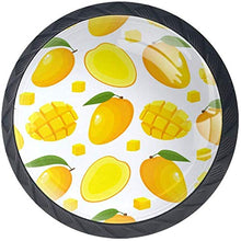 Giallo tropicale del mango della frutta tropicale di estate Pomelli per Porta Set di 4 Pomelli per Mobili Manopole per Cassetti Cucina Armadio Vetro
