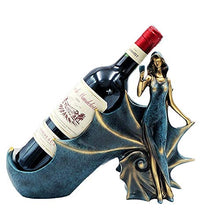 Jwil, portabottiglie per vino e vino, in resina, design moderno e minimalista, Resina, Blu, 31x9x25cm