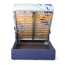 Goldflex - Letto Imbottito Contenitore MOD. Juanita, Compresa Rete Ortopedica Piazza E Mezza 120x200 Sollevamento Verticale, Pistoni a Gas, Rivestimento Alessia 01 Ghiaccio SFODERABILE, Made in Italy