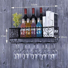 Feifei Portabottiglie Vino Rack Porta Bicchieri in Metallo con Supporto a Parete per 12 Bottiglie Vino e 12 calici - Nero 50X20x17cm