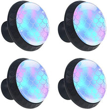 Modello di scala sirena viola blu Pomelli per Porta Set di 4 Pomelli per Mobili Manopole per Cassetti Cucina Armadio Vetro