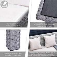 Outsunny Set 5 Pezzi Salotto da Esterno con 2 Divani 1 Tavolino 2 Sgabelli, Mobili da Giardino in Rattan Grigio