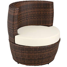TecTake 800690 Set di Mobili da Giardino o Balkone Poli Rattan e Alluminio, Riponibile in Ovale Formato Salvaspazio, 2 Sedie + 1 Tavolo + 1 Vaso, con Cuscini - Colori Diversi (Marrone | No. 403140)